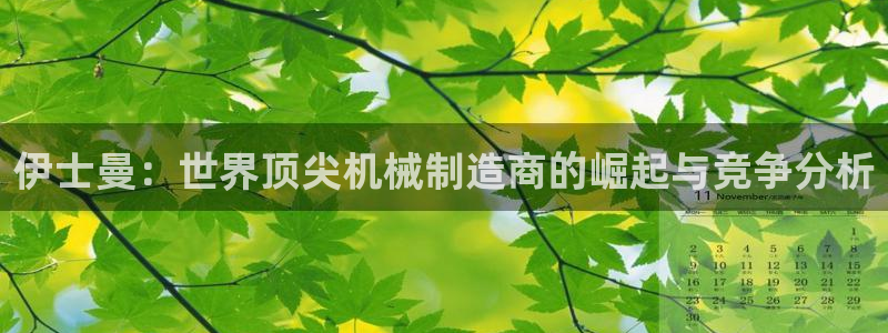 天辰娱乐-18113:伊士曼:世界顶尖机械制造商的崛起与竞争分析